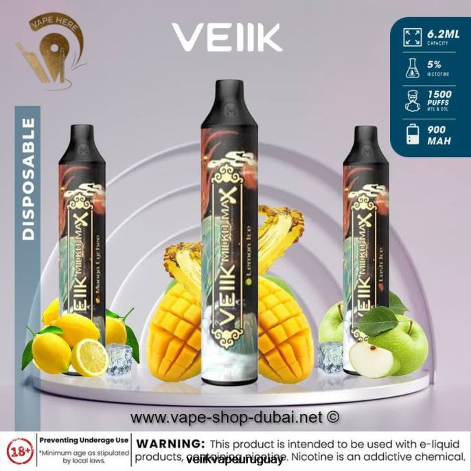 VEIIK Micko MAX vaporizador desechable 1500 inhalaciones áloe uva - VEIIK Pod Uruguay LLPN43