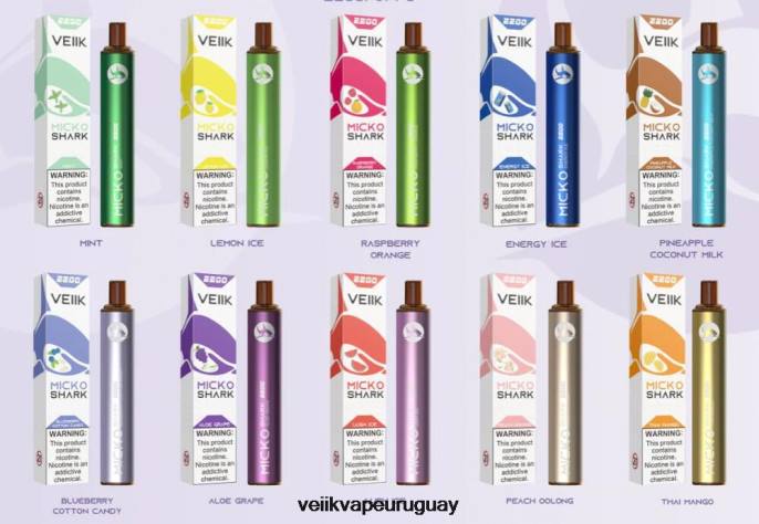 VEIIK Micko Shark Bolígrafo vape desechable de 2200 inhalaciones, 10 unidades múltiples sabores - VEIIK Pod Uruguay LLPN53